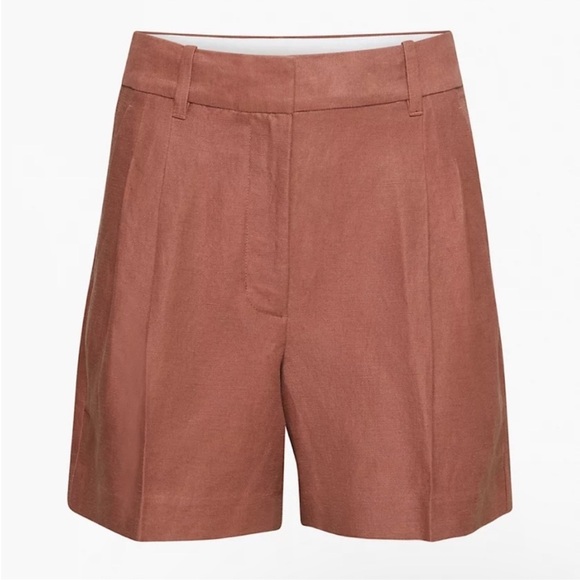 Aritzia color mocha sorbet Effortless Linen 5" Short - Picture 5 of 12